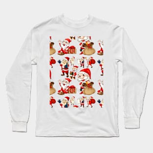 Santa Claus xmas Kids Pattern Long Sleeve T-Shirt